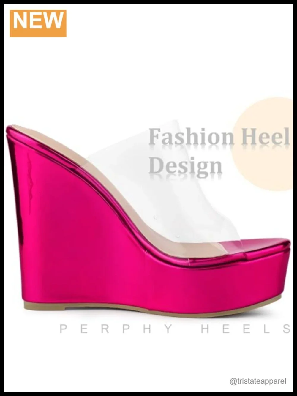 Platform Wedge Heel Sandals Clear Straps Slip On Women